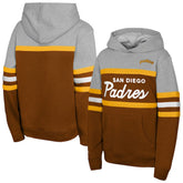 San Diego Padres Mitchell & Ness Youth Cooperstown Head Coach Pullover Hoodie - Brown/Grey Hoodies