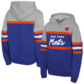 New York Mets Mitchell & Ness Youth Cooperstown Head Coach Pullover Hoodie - Royal/Grey Hoodies