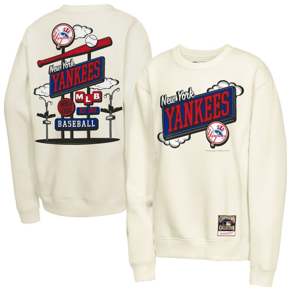 New York Yankees Mitchell & Ness Youth Retro Billboard Sweatshirt - Natural Sweatshirts