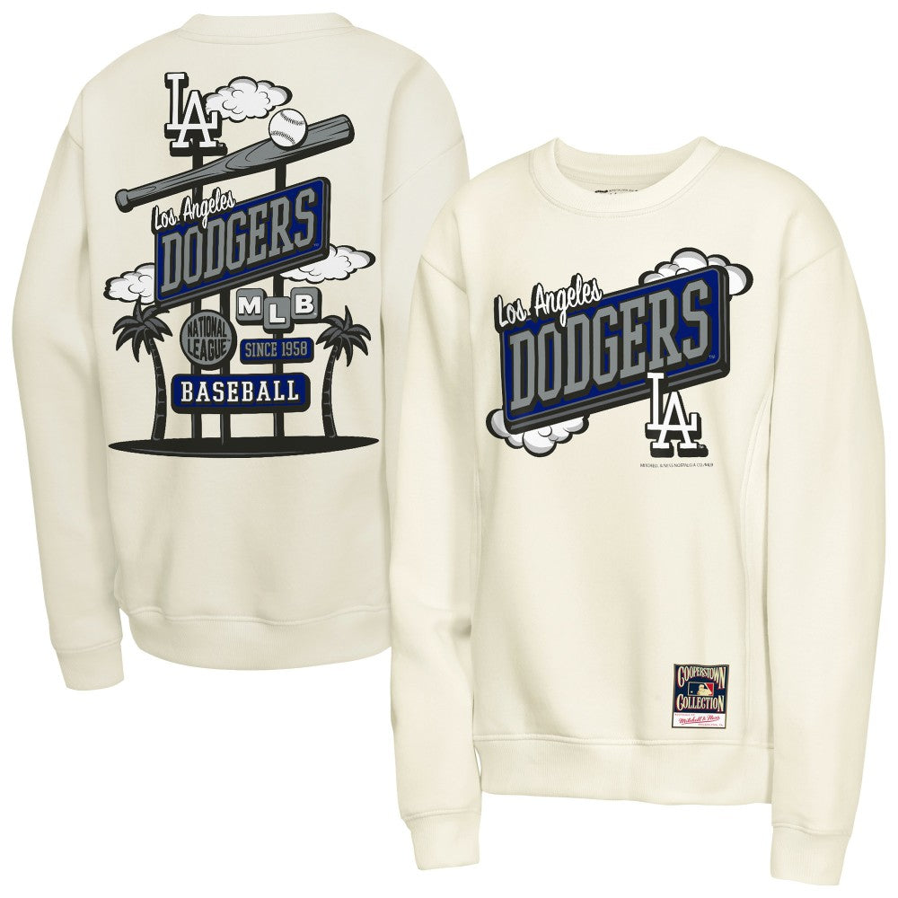 Los Angeles Dodgers Mitchell & Ness Youth Retro Billboard Sweatshirt - Natural Sweatshirts