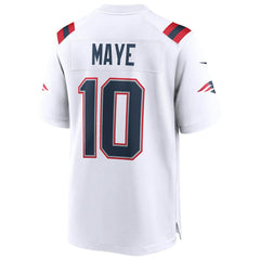 NFL Drake Maye New England Patriots Super Bowl LX Patch Game Jersey - White