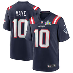NFL Drake Maye New England Patriots Super Bowl LX Patch Game Jersey - Navy