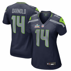 NFL Sam Darnold Seattle Seahawks Women's Super Bowl LX Patch Game Jersey - College Navy