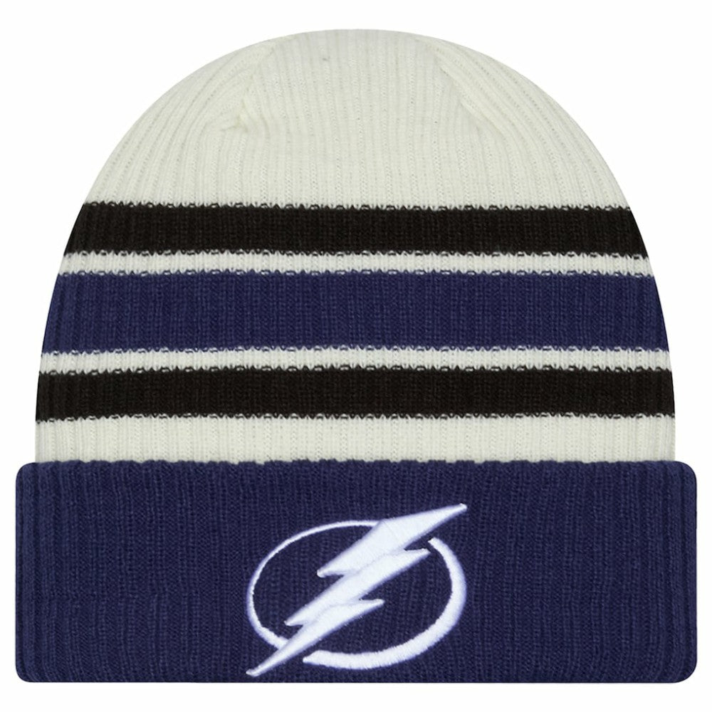 NHL Tampa Bay Lightning New Era Vintage Cuffed Knit Hat - Cream/Blue