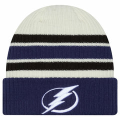 NHL Tampa Bay Lightning New Era Vintage Cuffed Knit Hat - Cream/Blue