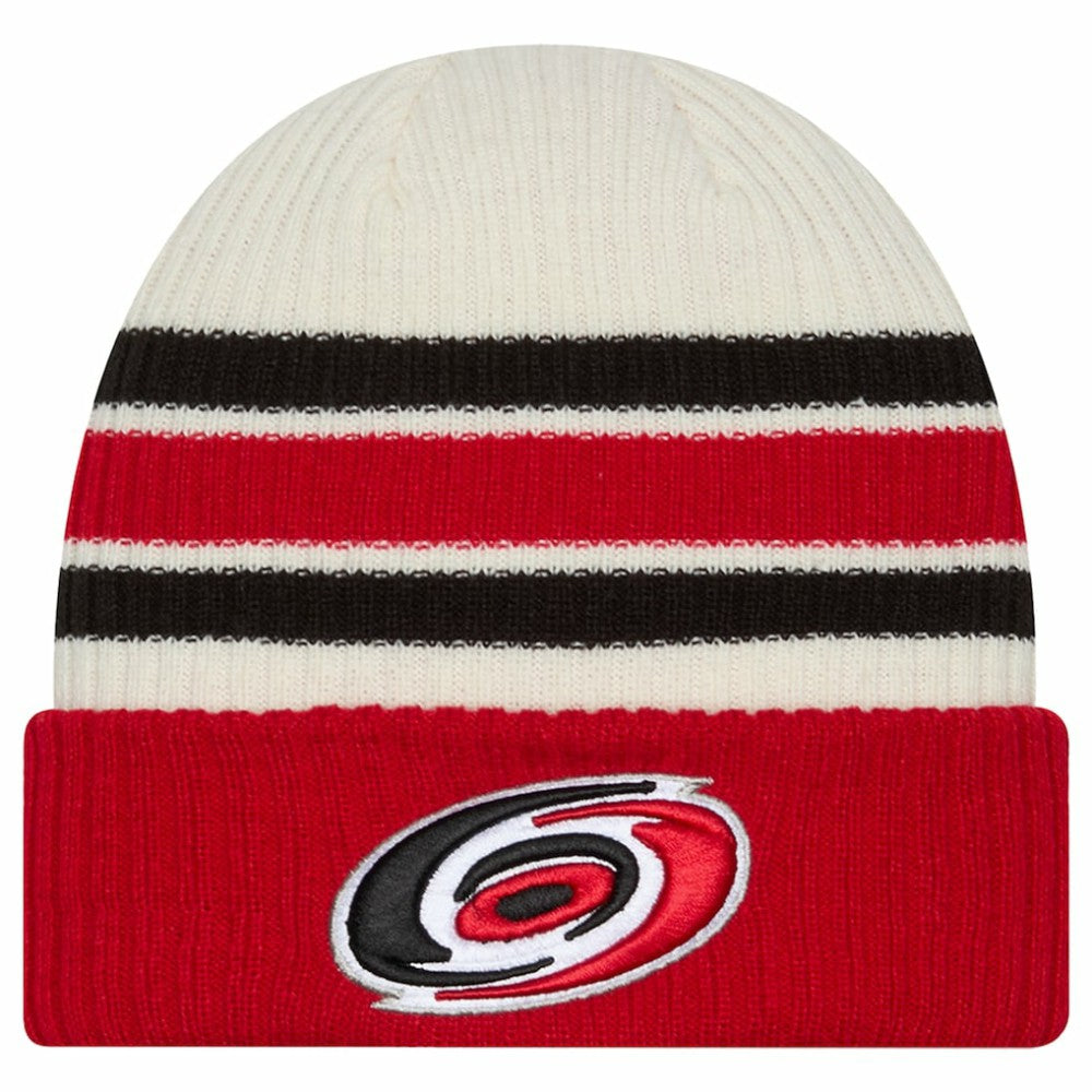 NHL Carolina Hurricanes New Era Vintage Cuffed Knit Hat - Cream/Red