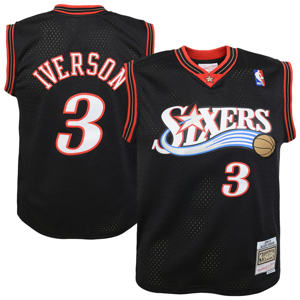 NBA Allen Iverson Philadelphia 76ers Youth 2000-01 Swingman Road Jersey - Black