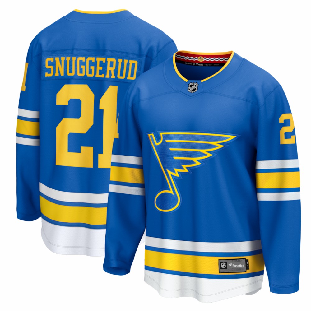 NHL Jimmy Snuggerud St. Louis Blues Fanatics Home Breakaway Jersey - Blue