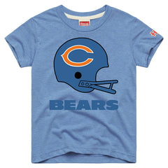 Chicago Bears Homage Youth Big Helmet Tri-Blend T-Shirt Light Blue