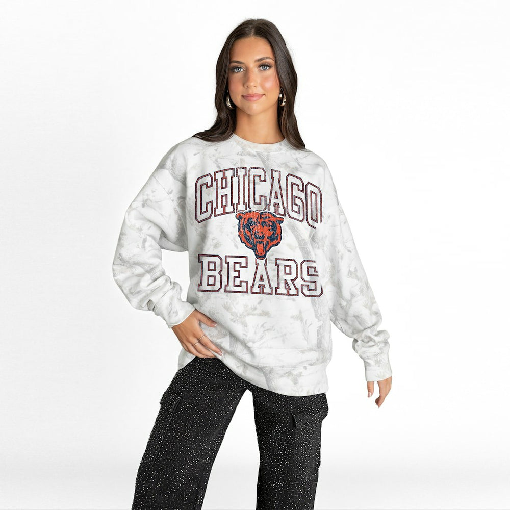 Chicago Bears Gameday Couture Women's Whiteout Oversized Premium Fleece Sweatshirt Arctic Camo
