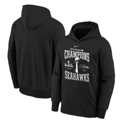 Seattle Seahawks Youth Super Bowl LX Champions Locker Room Trophy Collection Authentic Hoodie Black