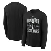 Seattle Seahawks Youth Super Bowl LX Champions Locker Room Trophy Collection Long Sleeve T-Shirt Black