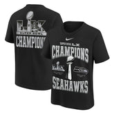 Seattle Seahawks Youth Super Bowl LX Champions Locker Room Trophy Collection Authentic T-Shirt Black