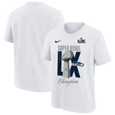 Seattle Seahawks Youth Super Bowl LX Champions Lombardi Trophy T-Shirt White