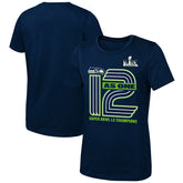 Seattle Seahawks Girls Youth Super Bowl LX Champions On Top T-Shirt College Navy