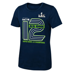 Seattle Seahawks Girls Youth Super Bowl LX Champions On Top T-Shirt College Navy