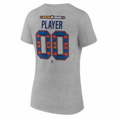 NHL,Custom Boston Bruins Women's 2026 NHL Stadium Series Personalized Name & Number V-Neck T-Shirt - Gray