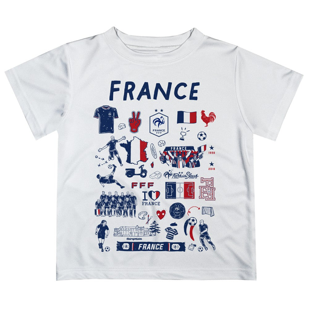 France National Team Vive La Fete Youth Impressions Artwork T-Shirt White sale