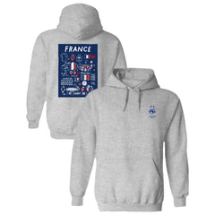 France National Team Vive La Fete Women's Impressions Artwork Hoodie Gray
