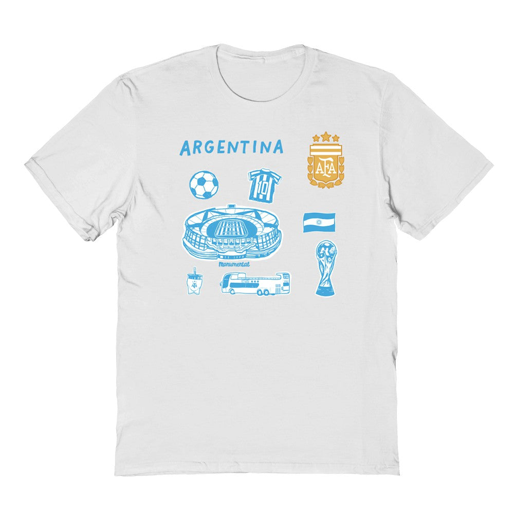Argentina National Team Vive La Fete Youth Impressions Icons T-Shirt White shop
