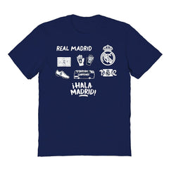 Real Madrid Vive La Fete Youth Impressions Icons T-Shirt Navy