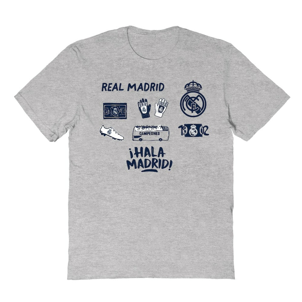 Real Madrid Vive La Fete Youth Impressions Icons T-Shirt Gray sale