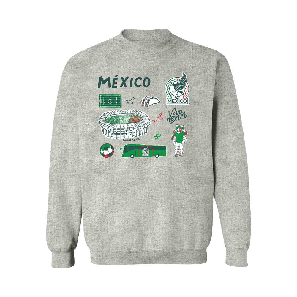 Mexico National Team Vive La Fete Women's Impressions Icons Sweatshirt Gray shop