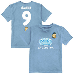 Julián Álvarez Argentina National Team Vive La Fete Youth Player Name & Number Stadium Style T-Shirt Light Blue