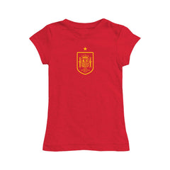 Spain National Team Vive La Fete Girls Youth Color Badge Fitted T-Shirt Red sale
