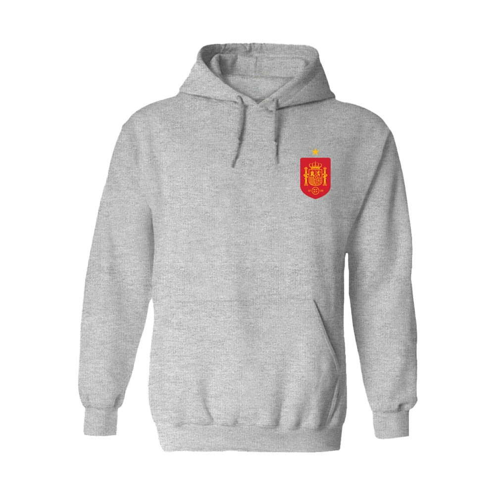 Spain National Team Vive La Fete Women's Color Badge Fleece Hoodie Gray shop