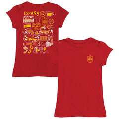 Spain National Team Vive La Fete Girls Youth Impressions Artwork Fitted T-Shirt Red sale