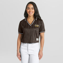 San Diego Padres WEAR by Erin Andrews Women's Cropped Polo - Brown