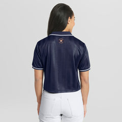 Houston Astros WEAR by Erin Andrews Women's Cropped Polo - Navy