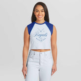 Kansas City Royals WEAR by Erin Andrews Women's Cooperstown Cropped Raglan Tank Top - White Tanks