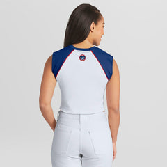 Chicago Cubs WEAR by Erin Andrews Women's Cooperstown Cropped Raglan Tank Top - White Tanks