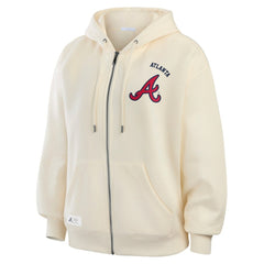 Atlanta Braves WEAR by Erin Andrews Women's Full-Zip Hoodie - Cream Hoodies