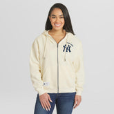 New York Yankees WEAR by Erin Andrews Women's Full-Zip Hoodie - Cream Hoodies