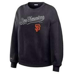 San Francisco Giants WEAR by Erin Andrews Women's Heavyweight Crew Neck Sweatshirt - Black Sweatshirts