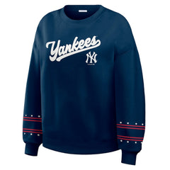 New York Yankees WEAR by Erin Andrews Women's Americana Heavyweight Fleece Sweatshirt - Navy Sweatshirts