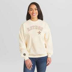 Houston Astros WEAR by Erin Andrews Women's Heavyweight Crew Neck Sweatshirt - Cream Sweatshirts