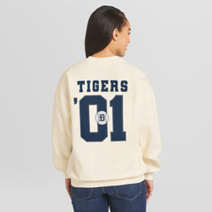 Detroit Tigers WEAR by Erin Andrews Women's Heavyweight Crew Neck Sweatshirt - Cream Sweatshirts