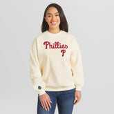 Philadelphia Phillies WEAR by Erin Andrews Women's Heavyweight Crew Neck Sweatshirt - Cream Sweatshirts