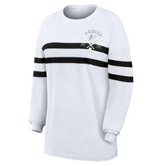 Baltimore Orioles WEAR by Erin Andrews Women's Oversized Long Sleeve Striped T-Shirt - White T-shirts