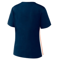 Detroit Tigers WEAR by Erin Andrews Women's Notch Neck Cropped T-Shirt - Navy T-shirts