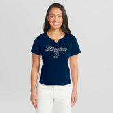 Boston Red Sox WEAR by Erin Andrews Women's Notch Neck Cropped T-Shirt - Navy T-shirts