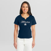 Houston Astros WEAR by Erin Andrews Women's Notch Neck Cropped T-Shirt - Navy T-shirts