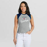 Cleveland Guardians WEAR by Erin Andrews Women's Cropped Raglan Tank Top - Heather Gray Tanks