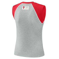 Philadelphia Phillies WEAR by Erin Andrews Women's Cropped Raglan Tank Top - Heather Gray Tanks