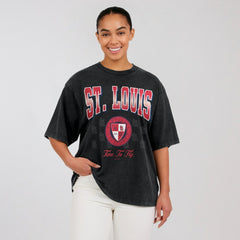 St. Louis Cardinals WEAR by Erin Andrews Women's Oversized Boyfriend T-Shirt - Black T-shirts