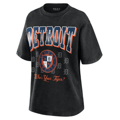 Detroit Tigers WEAR by Erin Andrews Women's Oversized Boyfriend T-Shirt - Black T-shirts